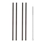 5-teiliges wiederverwendbares gerades Trinkhalm-Set aus Edelstahl + Reinigungsbürsten-Set, 266 x 6 mm, 266*6mm (Straight) – Bild 2
