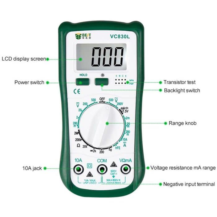 BEST-VC830L Professionelles Reparaturwerkzeug Pocket Digital Multimeter – Bild 4