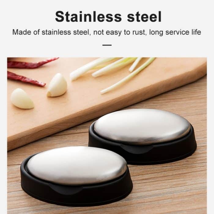 2 PCS tragbare Reinigung Ovaler Handseife aus Edelstahl zur Beseitigung von Gerüchen mit Basis, zufällige Lieferung – Bild 5