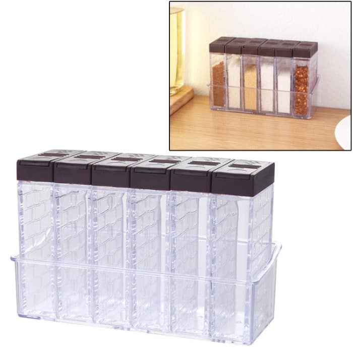 HC4135C.jpg 6 teile/satz Küche Zwei-wege Offene Gewürz Glas Gewürz Flasche – Bild 1