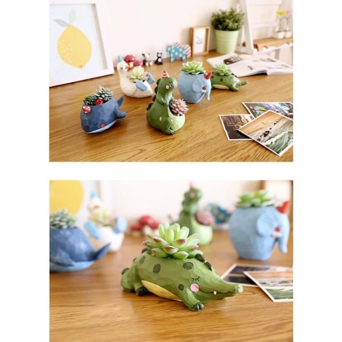 Schöne Hausgarten Büro Harz Cartoon Tier Blue Elephant Shaped Pflanze Blumentopf Dekoration Tier Blumentöpfe Pflanzer – Bild 4