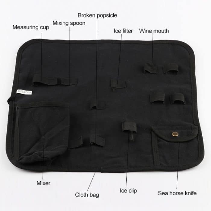 12 in 1 Edelstahl Wein Cocktail Shaker Werkzeuge Set mit Stoffbeutel, Kapazität: 550ml – Bild 6