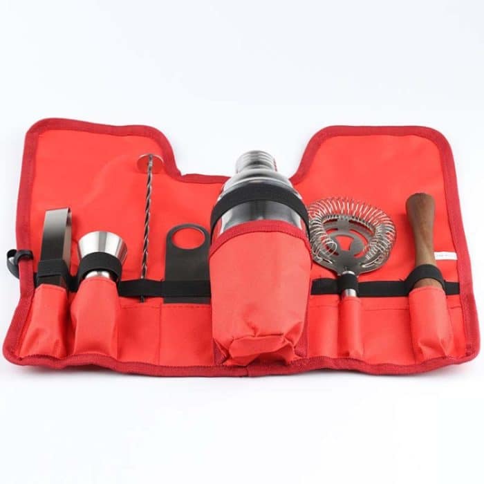 8 in 1 Edelstahl Wein Cocktail Shaker Werkzeuge Set mit Stoffbeutel, Kapazität: 800 / 600ml – Bild 6