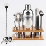 14 in 1 Edelstahl Cocktail Shaker Tools Set mit Bambushalterung, Fassungsvermögen: 750ml – Bild 2