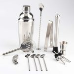 14 in 1 Edelstahl Cocktail Shaker Tools Set mit Bambushalterung, Fassungsvermögen: 750ml – Bild 3