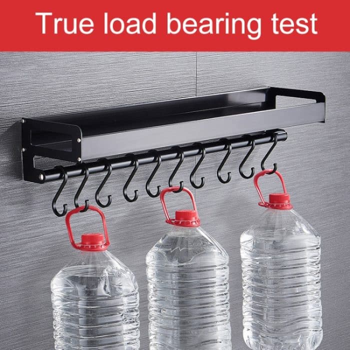 60 cm 10 Haken Küche Multifunktions-Wandbehang Halter Gewürz Lagerregal, 60cm 10 Hooks(Black) – Bild 7