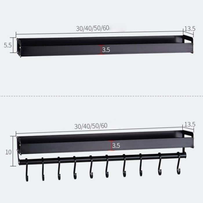 80 cm Küche Multifunktions-Wandbehang Halter Gewürz Lagerregal, 80cm(Black) – Bild 3