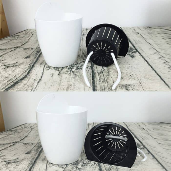 Selbstbewässernder Übertopf für Pflanzen, faule Blumentöpfe, wandhängende, runde Blumentöpfe aus Kunstharz, Kunststoff, Größe: 13 x 8,5 x 13 cm, Size: 13x8.5x13cm – Bild 3