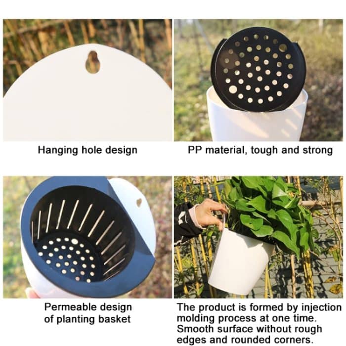 Selbstbewässernder Übertopf für Pflanzen, faule Blumentöpfe, wandhängende, runde Blumentöpfe aus Kunstharz, Kunststoff, Größe: 13 x 8,5 x 13 cm, Size: 13x8.5x13cm – Bild 4