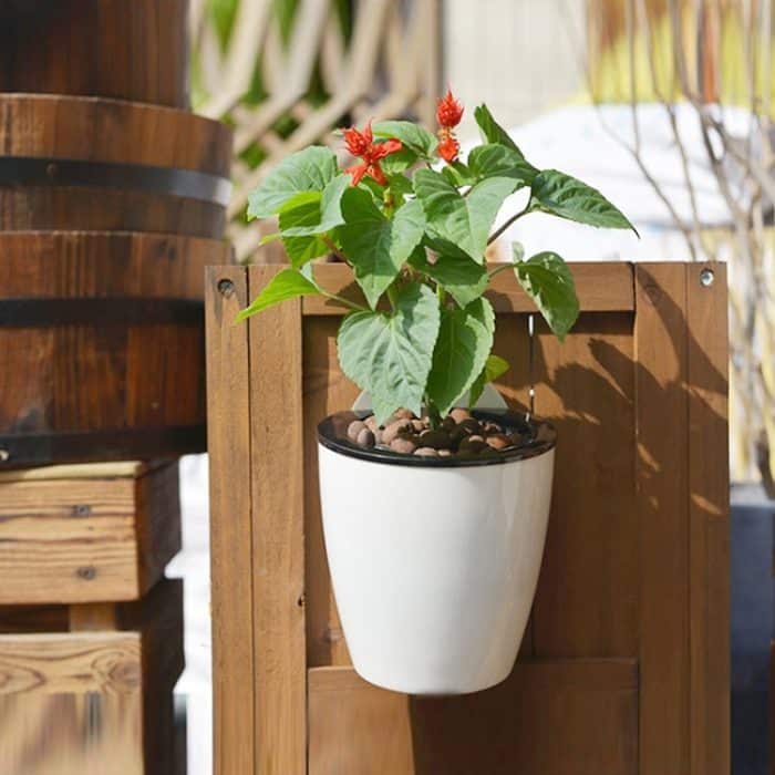 Selbstbewässernder Übertopf für Pflanzen, faule Blumentöpfe, wandhängende, runde Blumentöpfe aus Kunstharz, Kunststoff, Größe: 13 x 8,5 x 13 cm, Size: 13x8.5x13cm – Bild 7