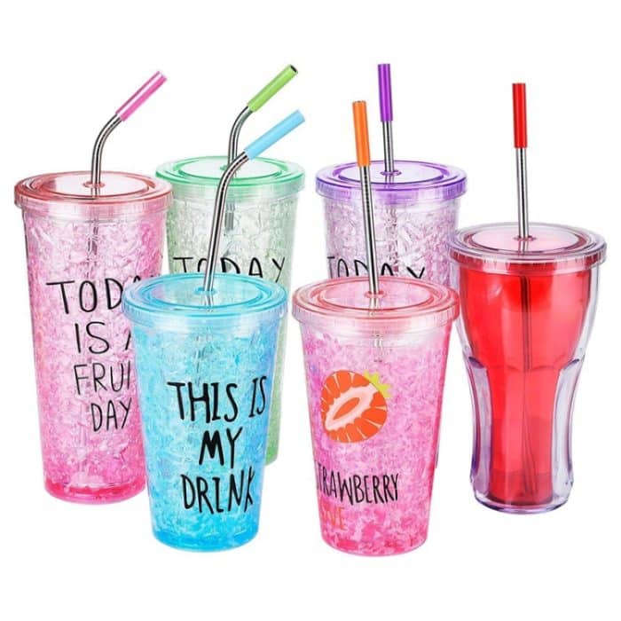 8 PCS wiederverwendbare Silikonspitzen Trinkstrohhalme aus Edelstahl + 2 PCS Reinigungsbürsten Set Kit mit Kaschmirbeutel, 215 * 6 mm – Bild 4