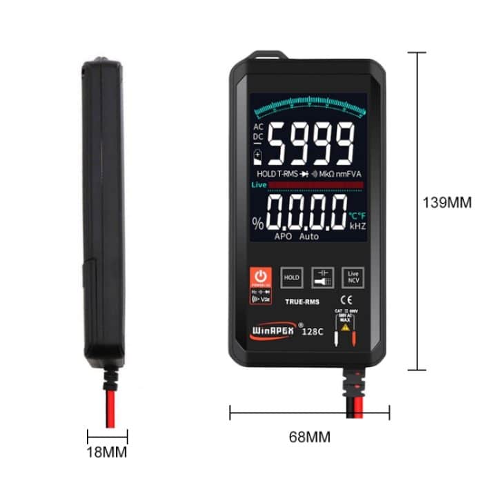 HY128C Farbbildschirm Ultradünnes Touch Smart Digital Multimeter Vollautomatisches hochpräzises Multimeter mit echtem Effektivwert – Bild 3