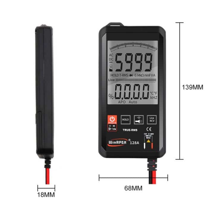 HY128A Herkömmlicher Bildschirm Ultradünnes Smart-Digitalmultimeter mit Volldünnfunktion Vollautomatisches hochpräzises Multimeter mit echtem Effektivwert – Bild 3