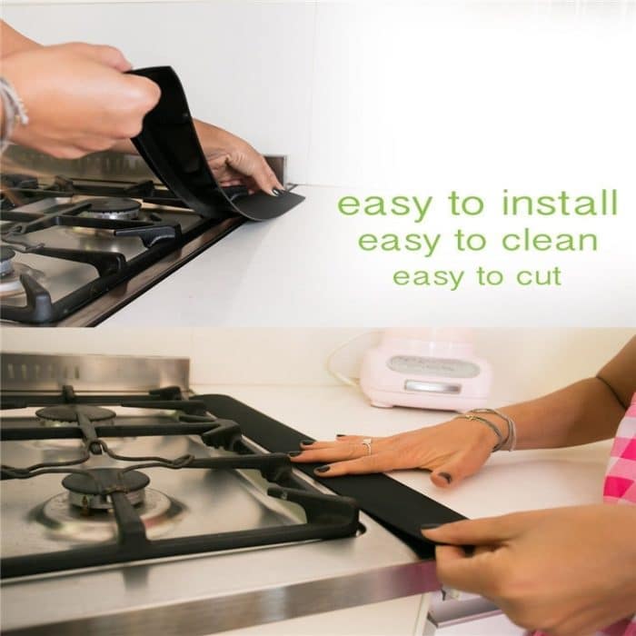 Gasherd-Schlitzstreifen, Antifouling, staubdicht, wasserdicht, für die Küche, schwarzer Dichtungsstreifen, Größe: 53,5 x 5 x 1 cm, 53.5cm(Black) – Bild 5