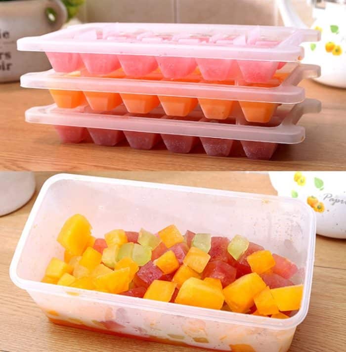 Kleine quadratische Eisformschalen Mehrschichtige Form mit Abdeckung Eisaufbewahrungsbox, 2 Schichten – Bild 6