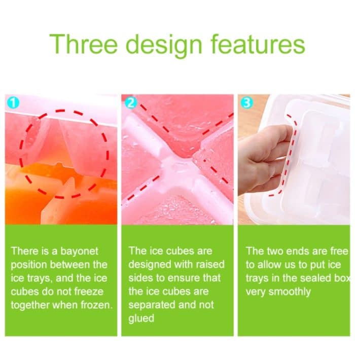 Kleine quadratische Eisformschalen Mehrschichtige Form mit Abdeckung Eisaufbewahrungsbox, 4 Schichten – Bild 7