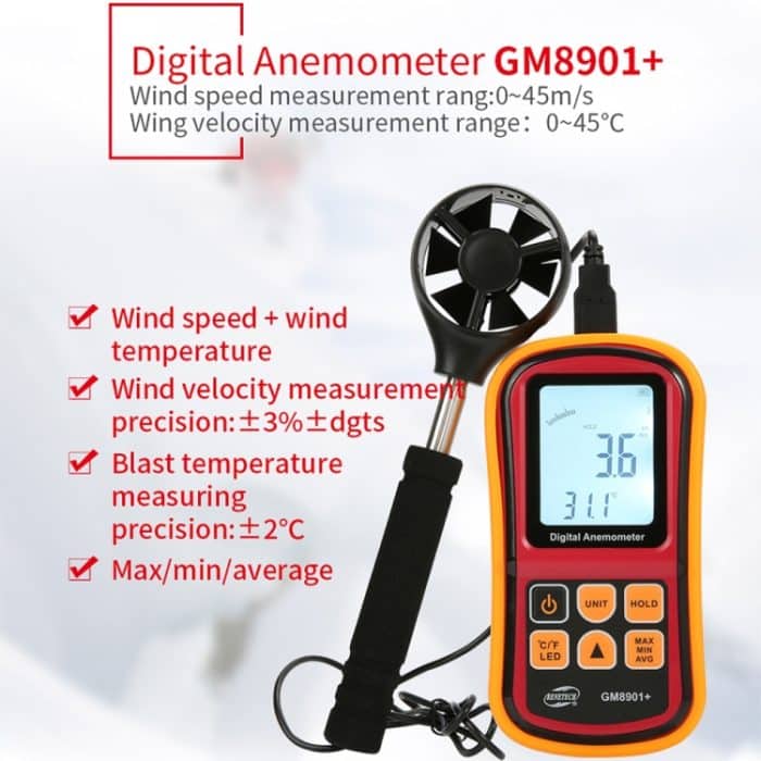 Benetech GM8901 + Hohe Genauigkeit Anemometer Windgeschwindigkeitsmessgerät Temperaturmessung Digitales LCD-Display-Messwerkzeug – Bild 6