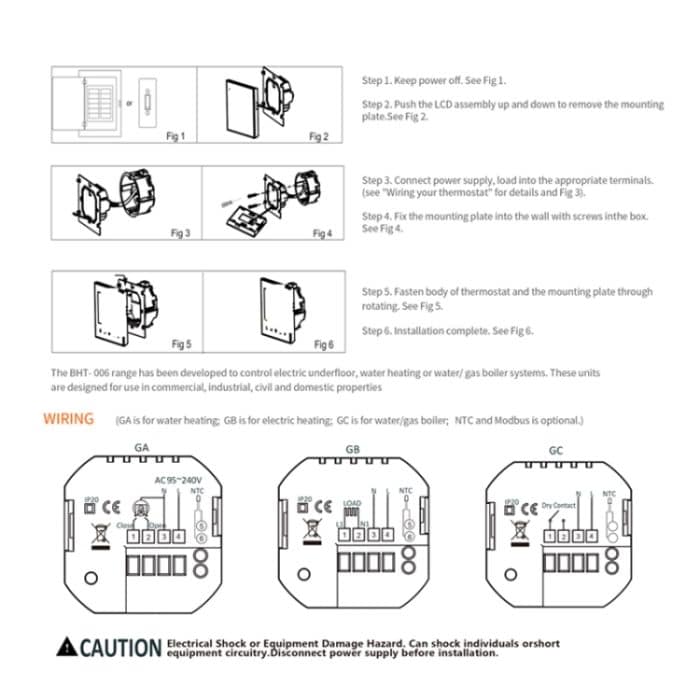 BHT-006GALW 95–240 V AC 5 A Smart Home Heizungsthermostat für EU-Box, Steuerung der Wassererwärmung nur mit internem Sensor und WLAN-Verbindung, BHT-006GALW – Bild 7