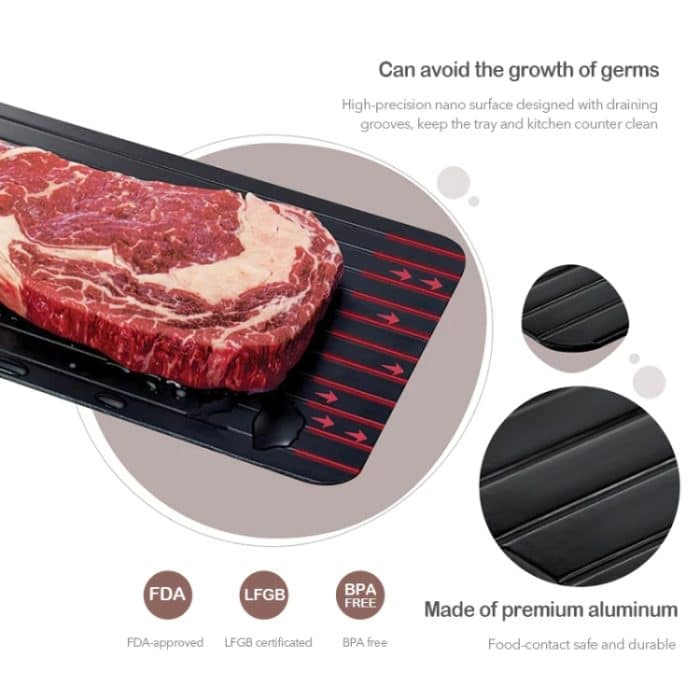 Küchenwerkzeug, schnelles Auftautablett, Auftauplatte, Auftauen von Tiefkühlkost ohne Strom, Größe: 29 x 20 cm, Medium 3mm – Bild 5