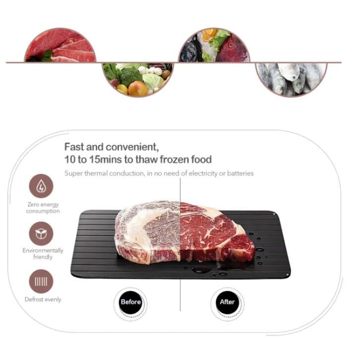 Küchenwerkzeug, schnelles Auftautablett, Auftauplatte, Auftauen von Tiefkühlkost ohne Strom, Größe: 29 x 20 cm, Medium 3mm – Bild 6