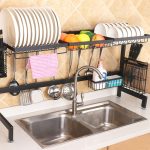 92 cm Edelstahl-Küchenschüssel, Teller, Obstkorb, Messer, Hackklotz, Essstäbchen, Abtropfgestell, Aufbewahrungshalter, Deluxe-Version, 92cm Deluxe Version (Black) – Bild 2