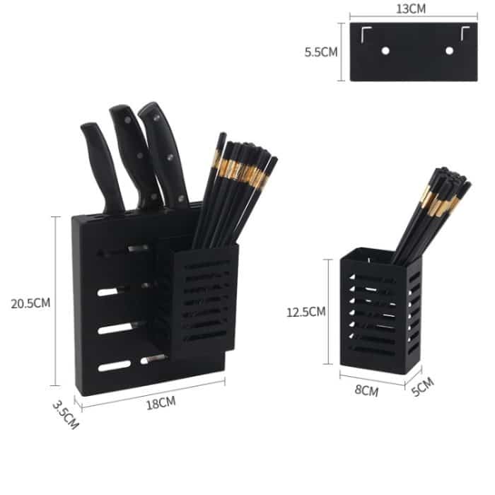 Wandmontiertes Küchenregal aus Edelstahl zum Aufhängen von Kinfe-Essstäbchen-Kanisterhalter, Kinfe Chopsticks Canister Holder – Bild 3