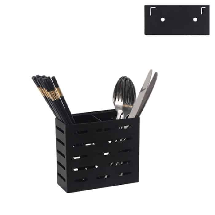 Wandmontiertes Küchenregal aus Edelstahl mit Doppelkäfig, Essstäbchen-Kanisterhalter, Chopsticks Canister Holder – Bild 2