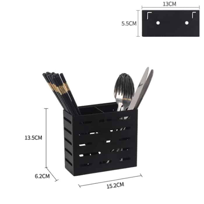 Wandmontiertes Küchenregal aus Edelstahl mit Doppelkäfig, Essstäbchen-Kanisterhalter, Chopsticks Canister Holder – Bild 3