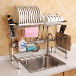 62cm Edelstahl-Küche-Schüssel-Teller Messer Chopping Block Stäbchen Ablass Rack-Speicher-Halter, Deluxe Version