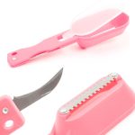 2 Stück Kitchen Essential Fischschaber, Fischschuppen-Hobelmesser mit Abdeckung, 20x5.2cm Pink, 20x5.2cm Green, 20x5.2cm Blue – Bild 3