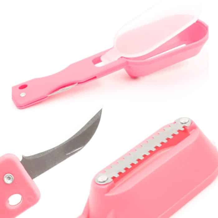 2 Stück Kitchen Essential Fischschaber, Fischschuppen-Hobelmesser mit Abdeckung, 20x5.2cm Pink, 20x5.2cm Green, 20x5.2cm Blue – Bild 3