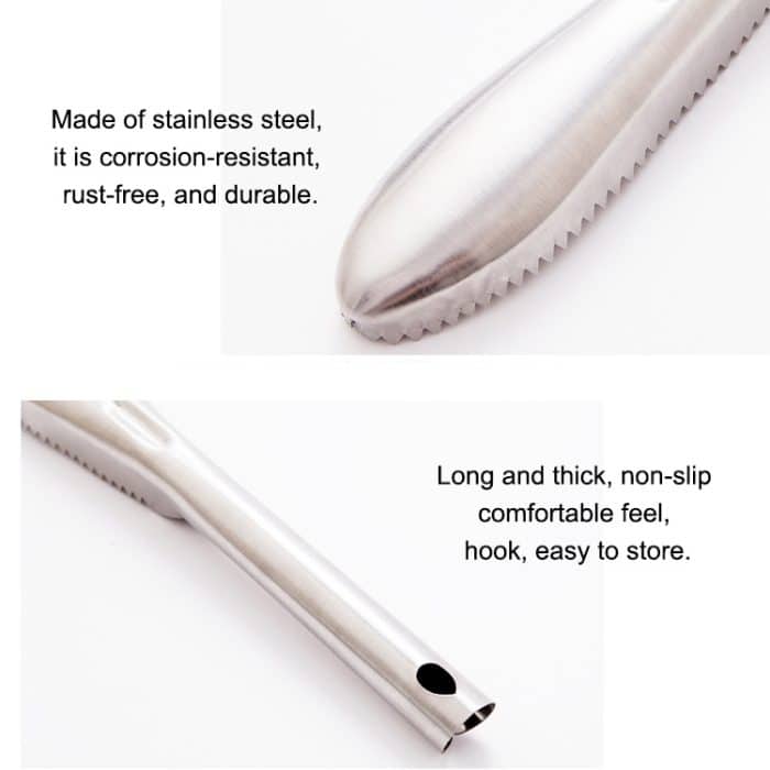 Küche Essential Edelstahl Bidirektional Sägezahn Fischschaber Fischschuppen Hobelmesser – Bild 4