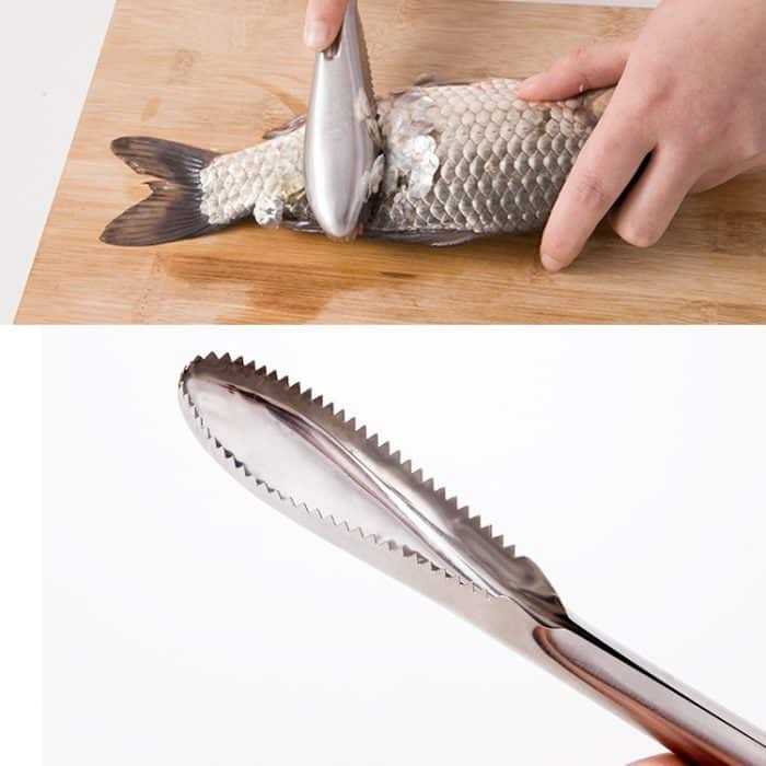 Küche Essential Edelstahl Bidirektional Sägezahn Fischschaber Fischschuppen Hobelmesser – Bild 5