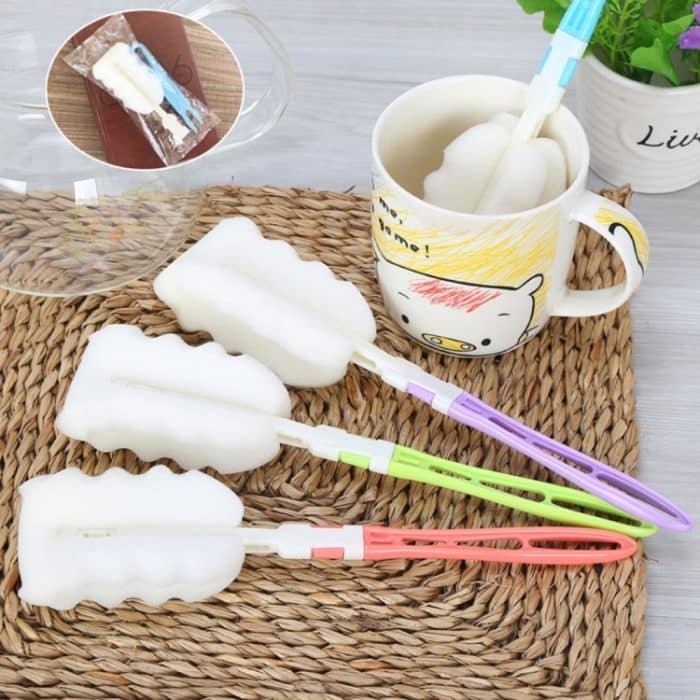 10 PCS Abnehmbare Griffschwamm-Reinigungsbecher-Bürsten Waschbecher-Bürste für Glasmilchflasche / Kaffeetasse / Glasbecher, Größe: 25,5 x 6 cm, zufällige Farblieferung – Bild 5