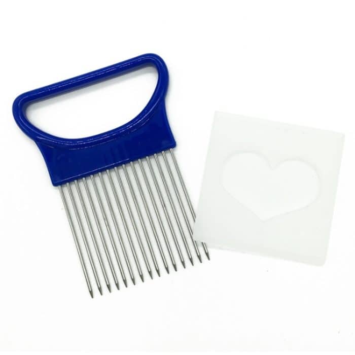 Edelstahl-Gemüse-Zwiebelschneider-Halter, Fleischnadel-Küchenwerkzeuge, White(1PC), Blue(1PC), Green(1PC), Orange(1PC) – Bild 3