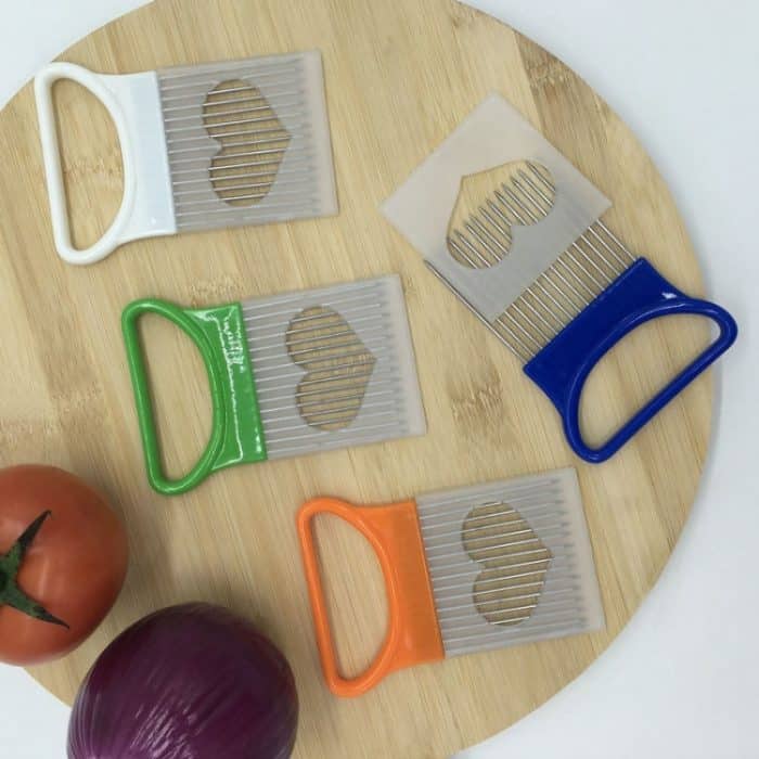 Edelstahl-Gemüse-Zwiebelschneider-Halter, Fleischnadel-Küchenwerkzeuge, White(1PC), Blue(1PC), Green(1PC), Orange(1PC) – Bild 2