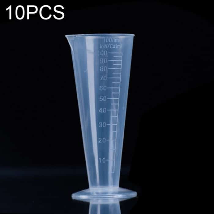 10 PCS 100 ml Lebensmittelqualität PP Kunststoff Kolben Digitale Kegel Messbecher Zylinder Skala Messen Glas Labor Labor Werkzeuge, 100ml – Bild 1