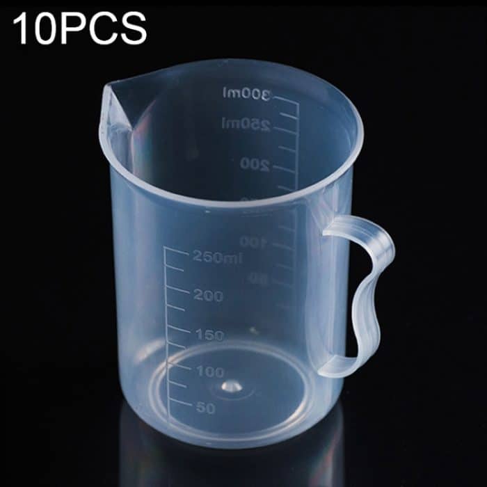 10 PCS 250 ml Lebensmittelqualität PP Kunststoff Kolben Digitale Messbecher Zylinder Skala Messen Glas Labor Labor Werkzeuge, 250ml – Bild 1