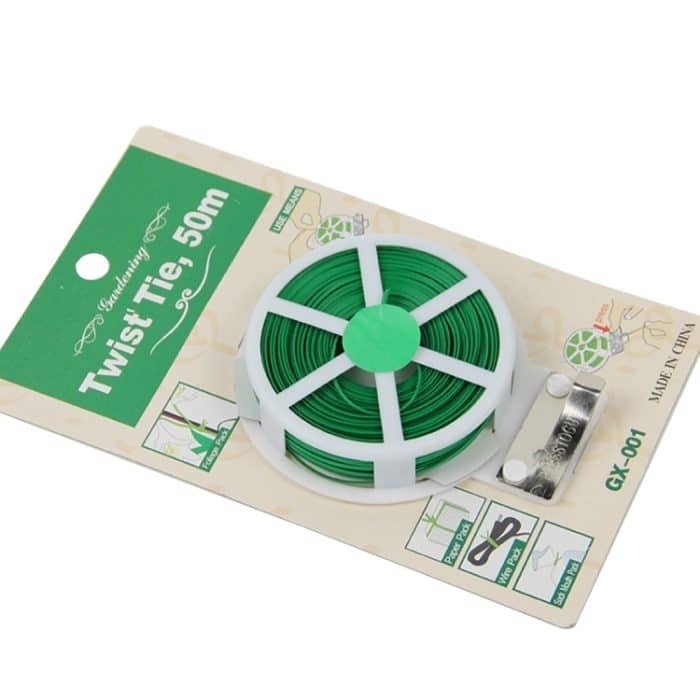 50m Gartenzubehör Werkzeugpaket Kunststoff Blume Holz Tie Line Twist Tie Reel Pflanze Tie-Line Spule mit einem Cutter – Bild 5