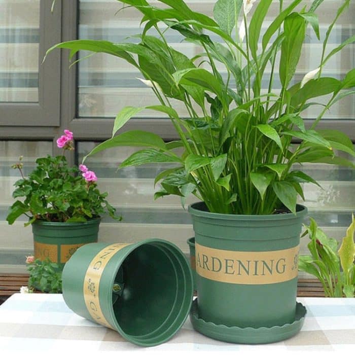 1 Gallone Blumentöpfe Plant Nursery Pots Plastiktöpfe Creative Gallons Töpfe mit Tablett, Größe: 17,5 * 16 * 16cm – Bild 4