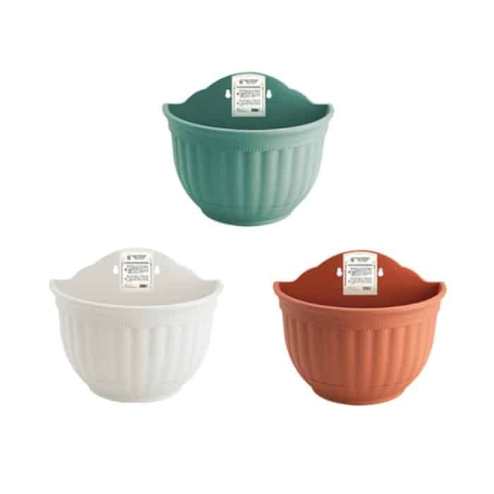 Wandtöpfe im europäischen Stil Halbkreisförmige Imitation Ieather Wandbehang Becken Innen- und Außentopf, Großformat: 27 * 15 * 22,2 cm, zufällige Farblieferung – Bild 4