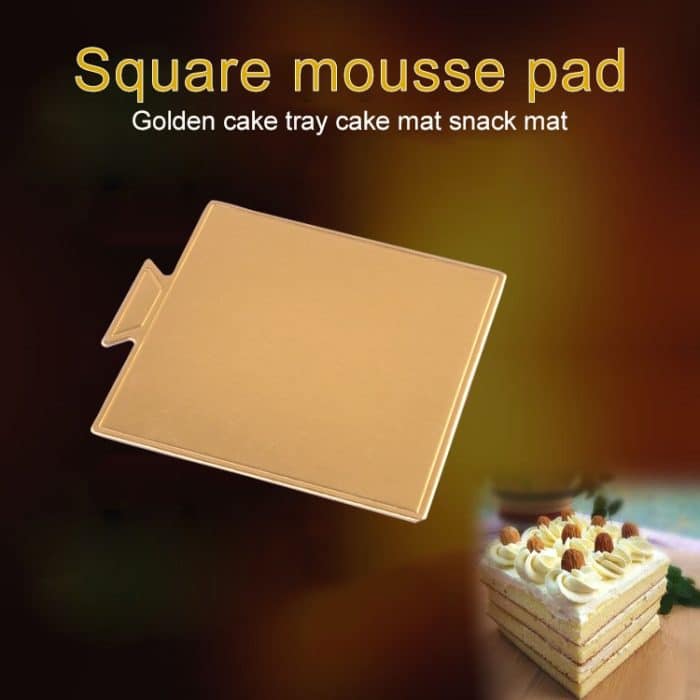 100 Stück/Packung, kleine quadratische Kuchen-Kartonunterlage, dicke, starre goldene Kuchen-Mousse-Kuchenmatte – Bild 4