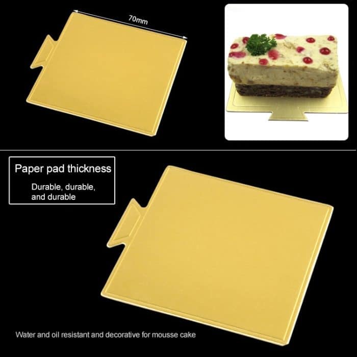 100 Stück/Packung, kleine quadratische Kuchen-Kartonunterlage, dicke, starre goldene Kuchen-Mousse-Kuchenmatte – Bild 5
