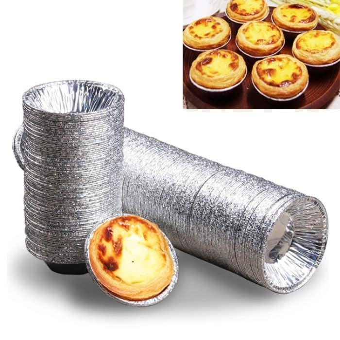 100 Stück/Packung Eierkuchenhalter aus Aluminiumfolie, Größe: 7,5 x 4 x 2 cm – Bild 1