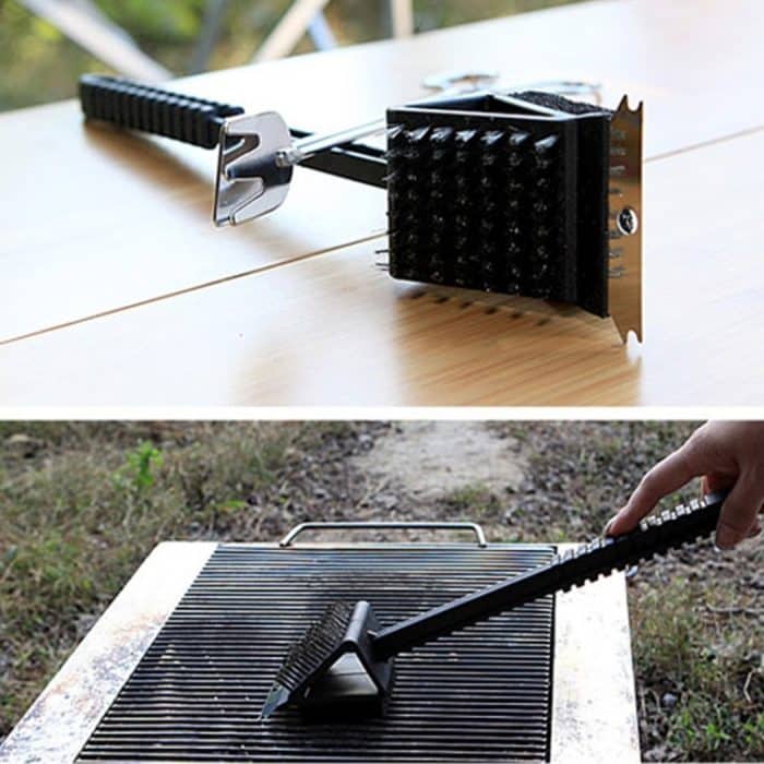 3 in 1 Kupferdraht-Grillbürste Langgriff-Grillgrill-Ofenreinigungsbürstenreiniger – Bild 2