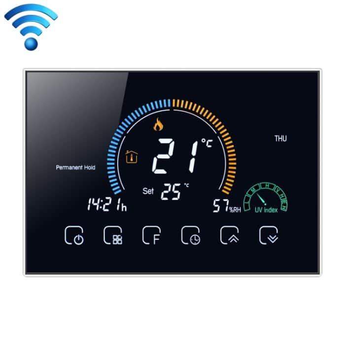 HC8946B.jpg BHT-8000-GCLW Steuerung der Wasser-/Gaskesselheizung, energiesparendes und umweltfreundliches Smart Home, negatives Display, LCD-Bildschirm, runder Raumthermostat mit WLAN, with WiFi Black, with WiFi White – Bild 1