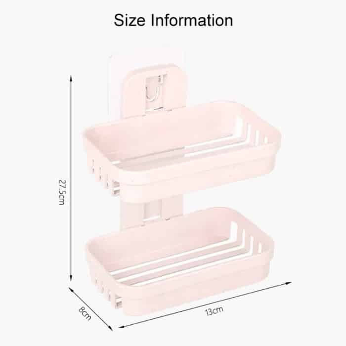 Wandbehang, spurlos, doppelstöckig, PP-Seifenhalter, Badezimmer-Aufbewahrungsregal – Bild 3