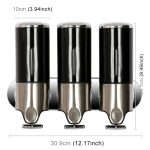Dreifach-Handspender für Hotelduschen, Wandmontage, Waschflüssigkeit, Shampoo, Seife, Flasche, Fassungsvermögen: 1200 ml, 1200ml/Black, 1200ml/Gold, 1200ml/Red, 1200ml/Silver, 1200ml/Transparent, 1200ml/White – Bild 2