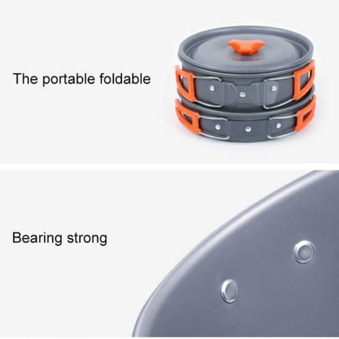 Hewolf 1692 Outdoor Camping Geschirr Töpfe Kochbekleidung Set für 2-3 Personen – Bild 5