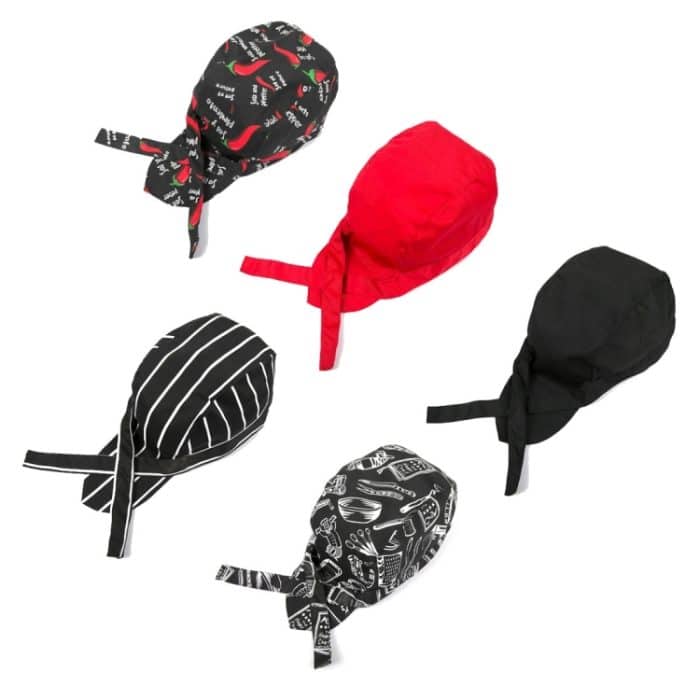 Unisex-Koch-Kellner-Arbeitsmütze im schlichten Stil, Piratenhut, Turbanmütze, Turban Cap 2, Turban Cap Red, Turban Cap Black, Turban Cap stripe, Turban Cap1 – Bild 2